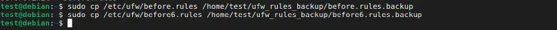 Backing up UFW configuration files in the terminal