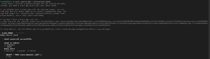 Slack source connected