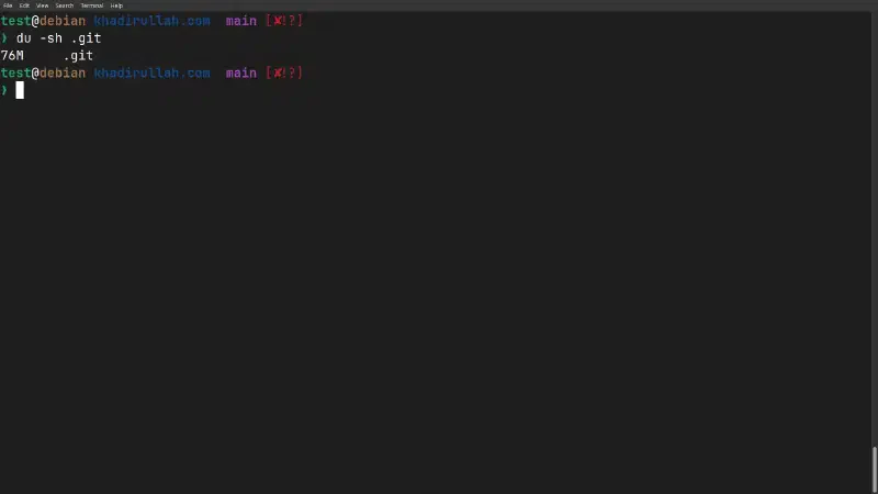 Repo size before cleanup at 76MB