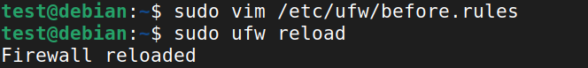 Firewall successfully reloaded after configuration changes